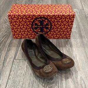 Tory Burch Mocha Suede Ballet Flats